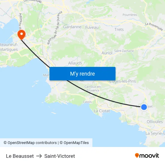 Le Beausset to Saint-Victoret map