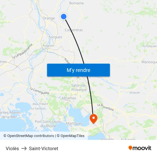 Violès to Saint-Victoret map
