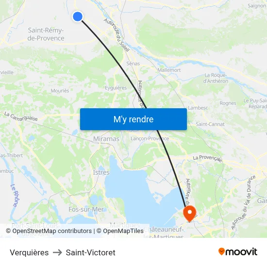 Verquières to Saint-Victoret map