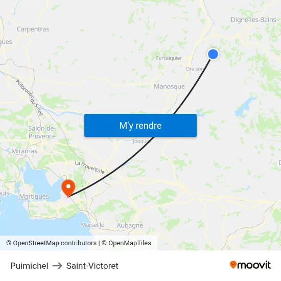 Puimichel to Saint-Victoret map