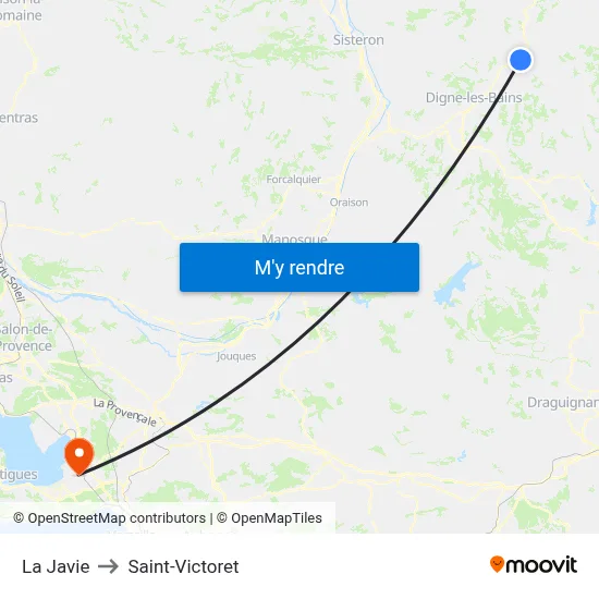 La Javie to Saint-Victoret map