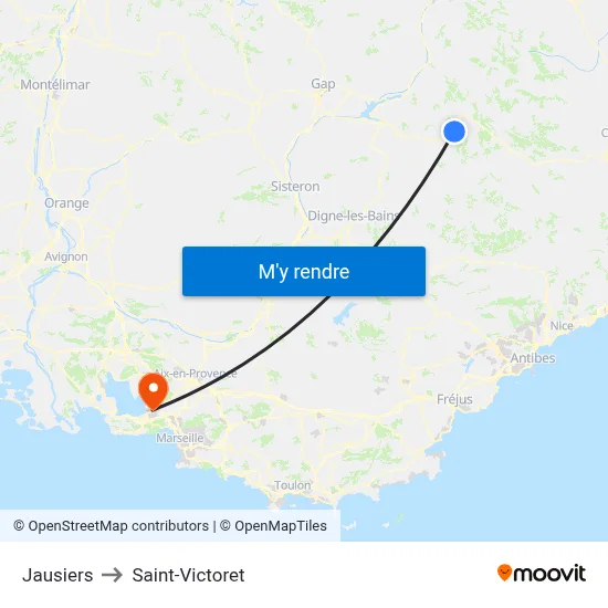 Jausiers to Saint-Victoret map