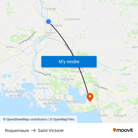 Roquemaure to Saint-Victoret map