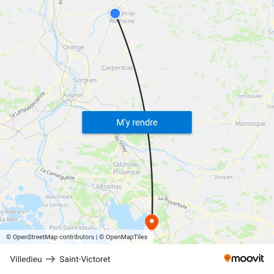 Villedieu to Saint-Victoret map