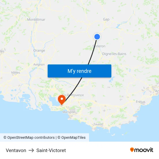 Ventavon to Saint-Victoret map