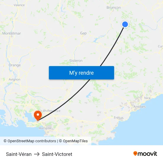 Saint-Véran to Saint-Victoret map
