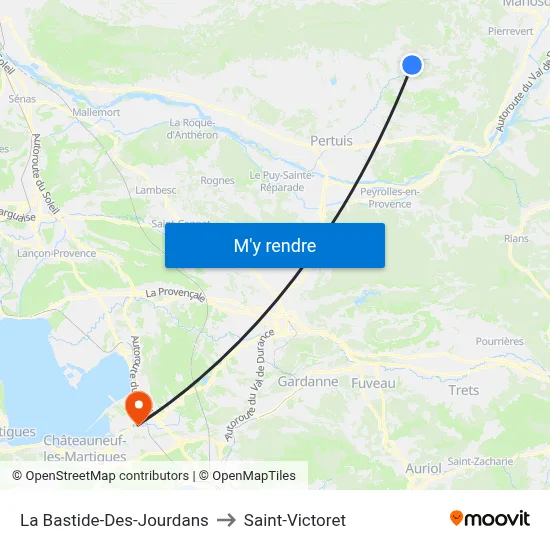 La Bastide-Des-Jourdans to Saint-Victoret map