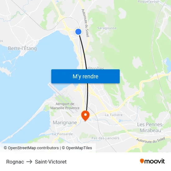 Rognac to Saint-Victoret map