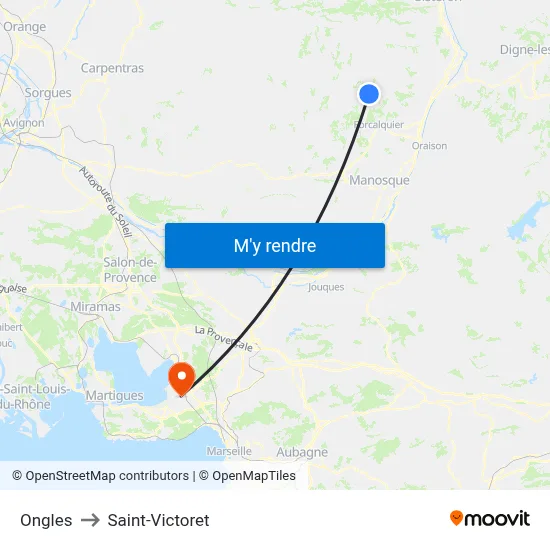 Ongles to Saint-Victoret map