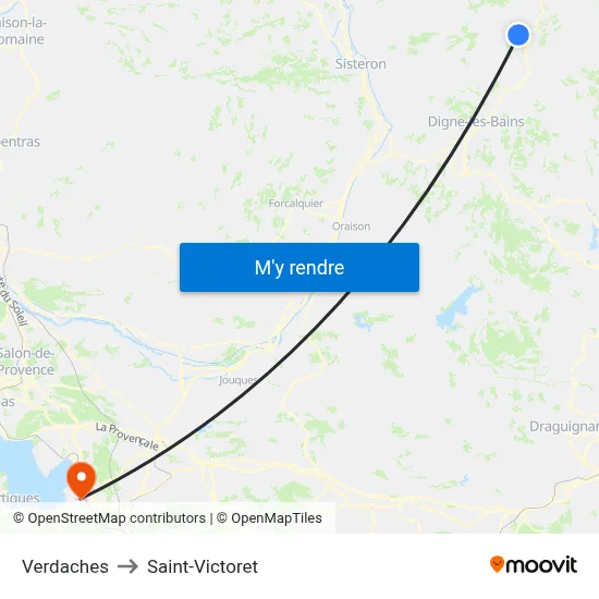 Verdaches to Saint-Victoret map