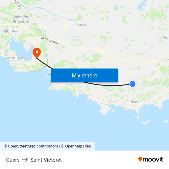 Cuers to Saint-Victoret map