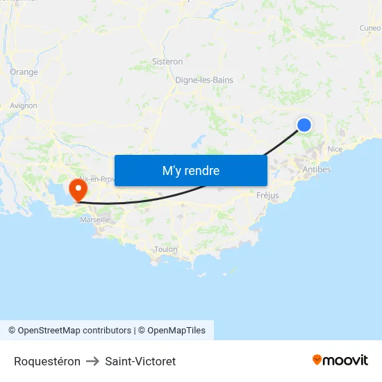 Roquestéron to Saint-Victoret map
