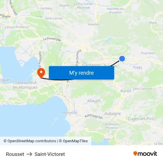 Rousset to Saint-Victoret map