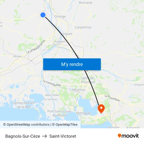 Bagnols-Sur-Cèze to Saint-Victoret map