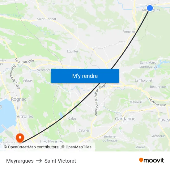 Meyrargues to Saint-Victoret map