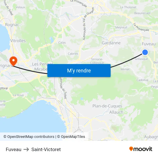 Fuveau to Saint-Victoret map