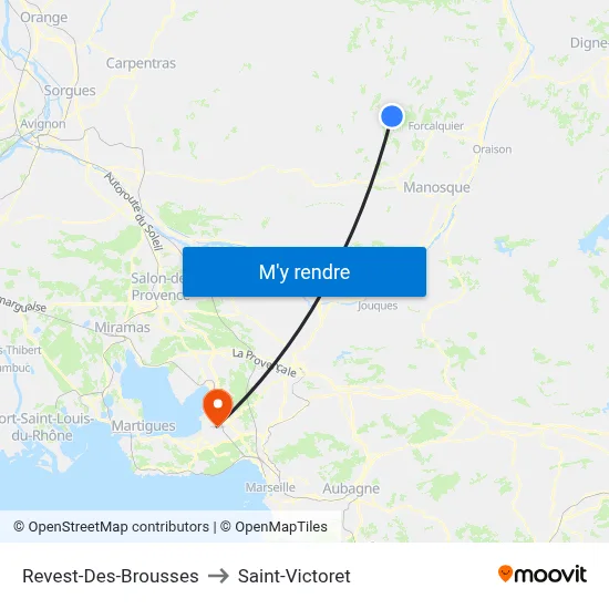 Revest-Des-Brousses to Saint-Victoret map