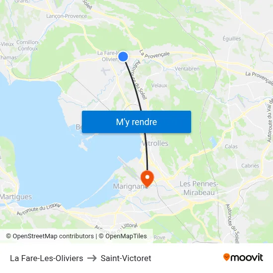 La Fare-Les-Oliviers to Saint-Victoret map