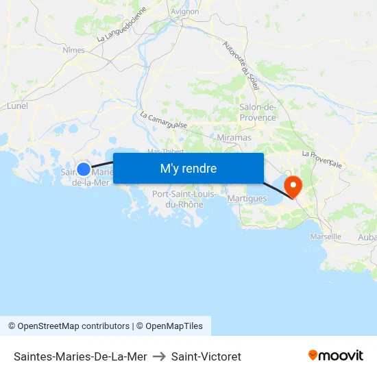 Saintes-Maries-De-La-Mer to Saint-Victoret map