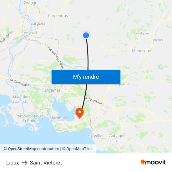 Lioux to Saint-Victoret map