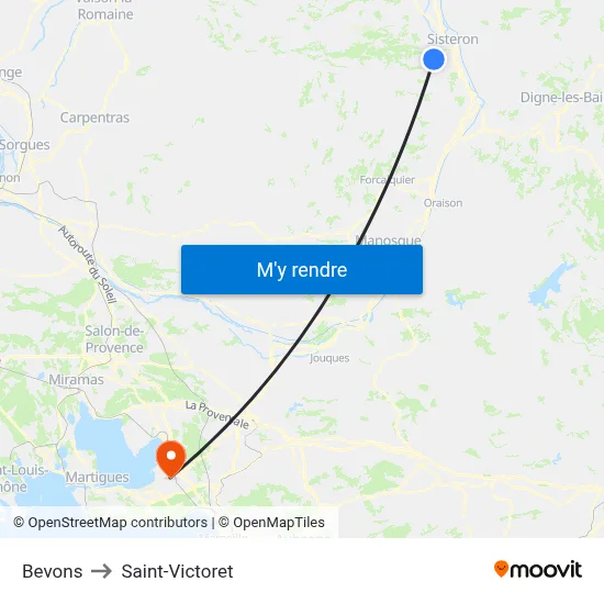 Bevons to Saint-Victoret map