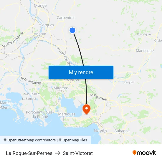 La Roque-Sur-Pernes to Saint-Victoret map