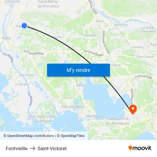 Fontvieille to Saint-Victoret map