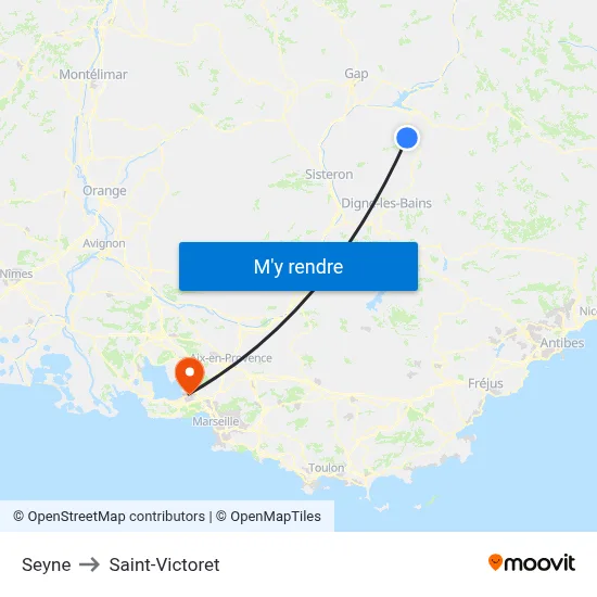 Seyne to Saint-Victoret map