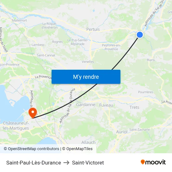 Saint-Paul-Lès-Durance to Saint-Victoret map
