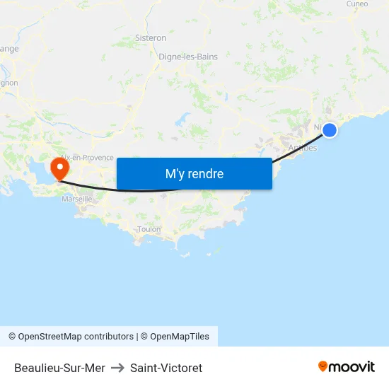 Beaulieu-Sur-Mer to Saint-Victoret map
