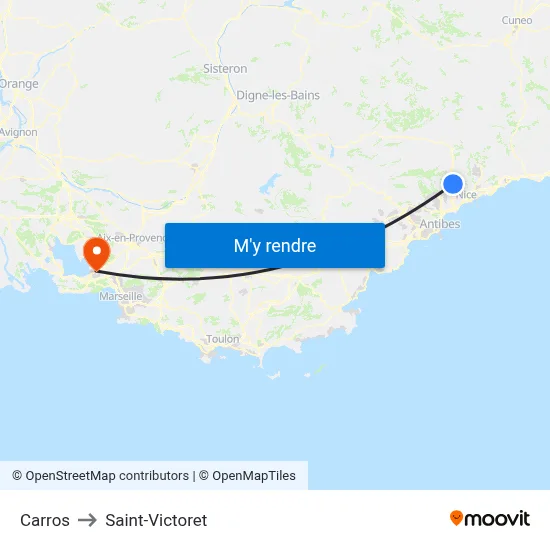Carros to Saint-Victoret map
