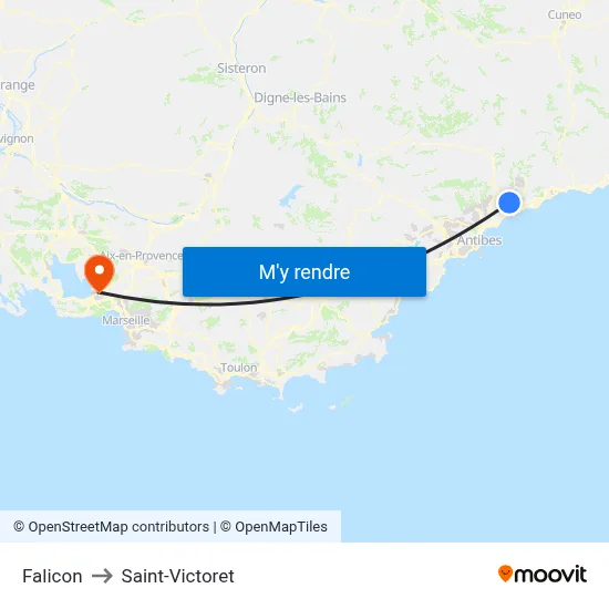 Falicon to Saint-Victoret map