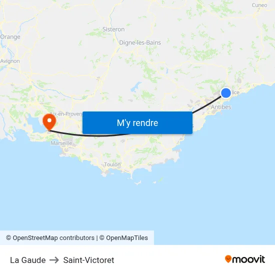 La Gaude to Saint-Victoret map