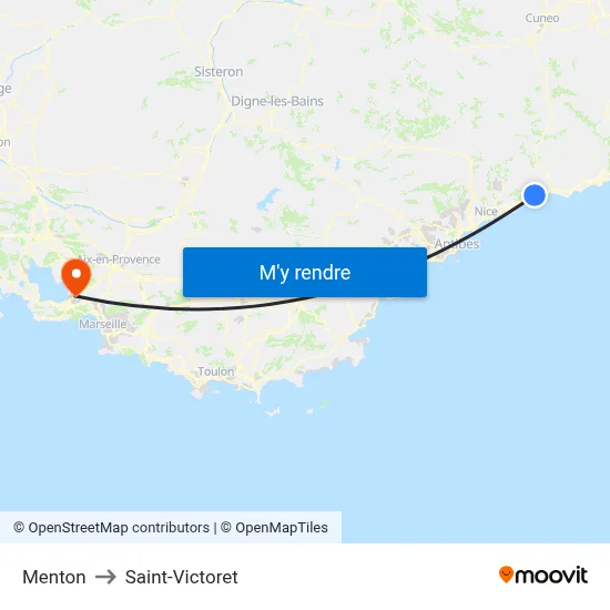 Menton to Saint-Victoret map