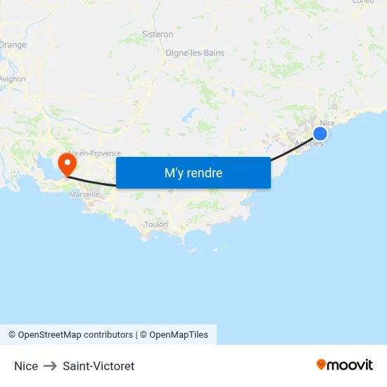 Nice to Saint-Victoret map