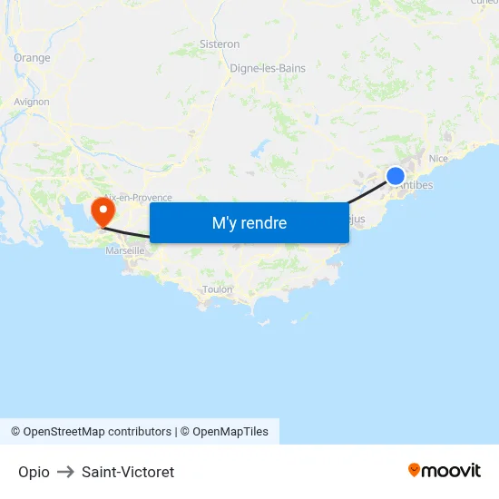Opio to Saint-Victoret map
