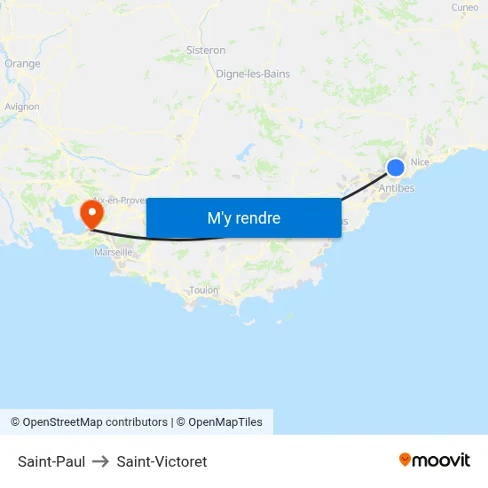 Saint-Paul to Saint-Victoret map