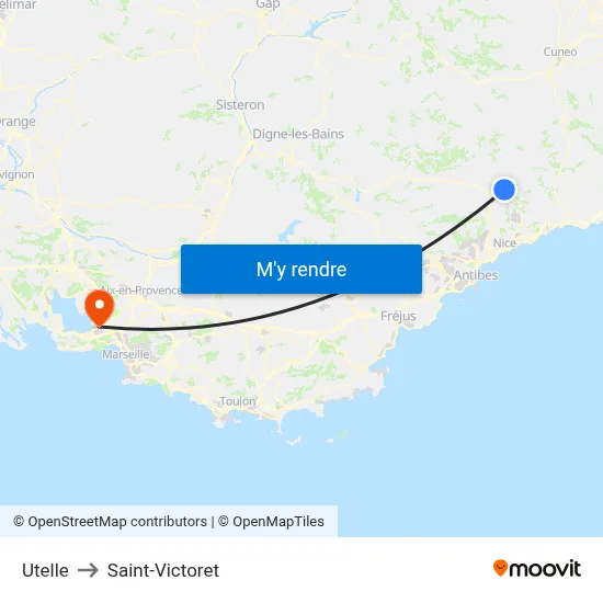 Utelle to Saint-Victoret map