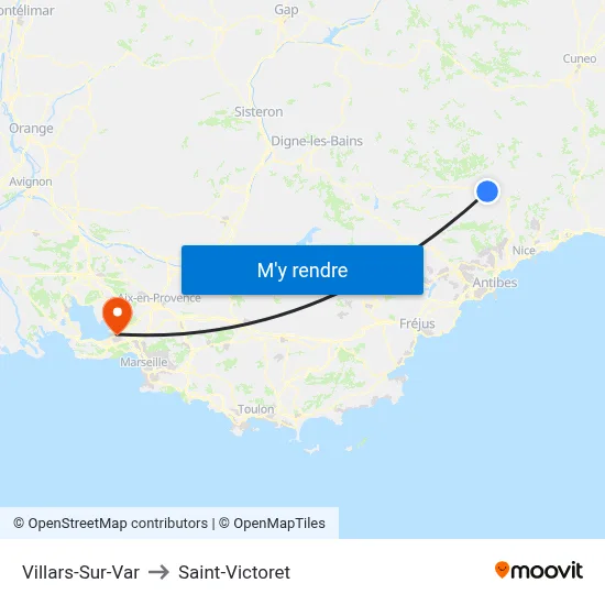 Villars-Sur-Var to Saint-Victoret map