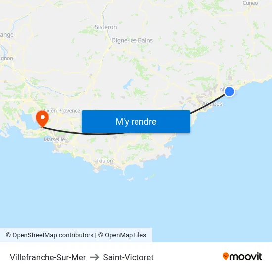 Villefranche-Sur-Mer to Saint-Victoret map