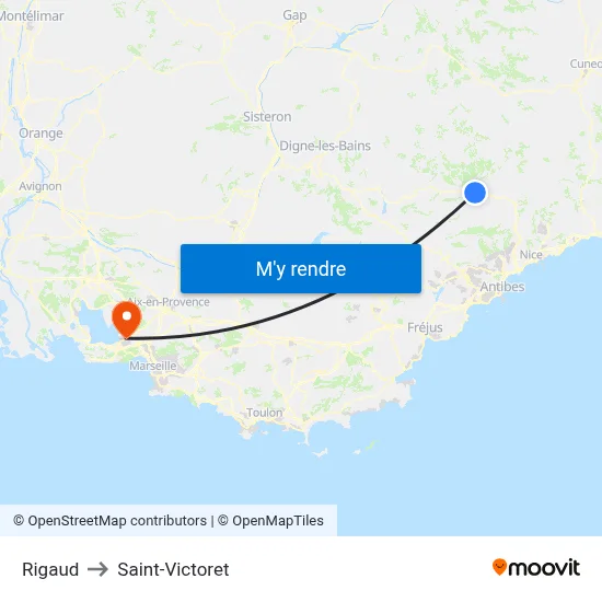 Rigaud to Saint-Victoret map