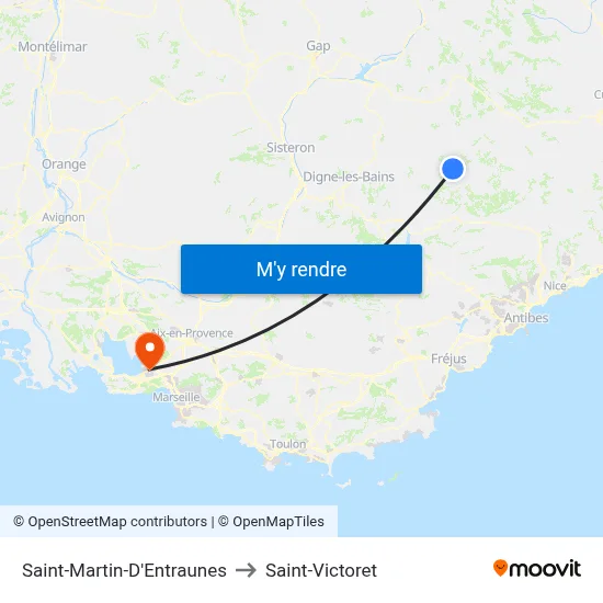 Saint-Martin-D'Entraunes to Saint-Victoret map