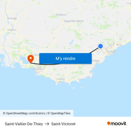 Saint-Vallier-De-Thiey to Saint-Victoret map
