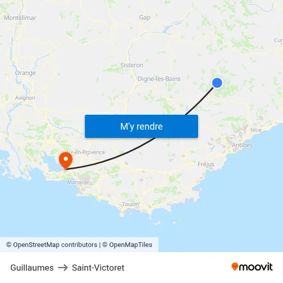 Guillaumes to Saint-Victoret map
