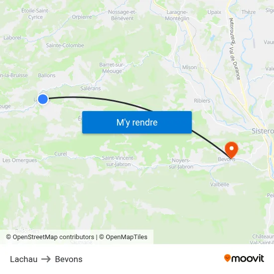 Lachau to Bevons map