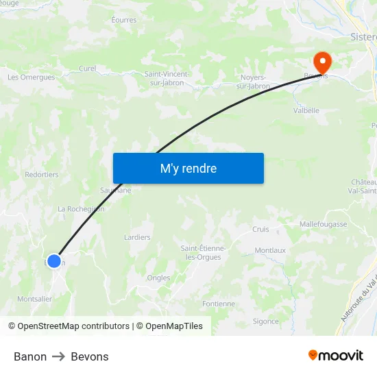 Banon to Bevons map