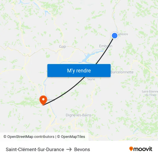 Saint-Clément-Sur-Durance to Bevons map