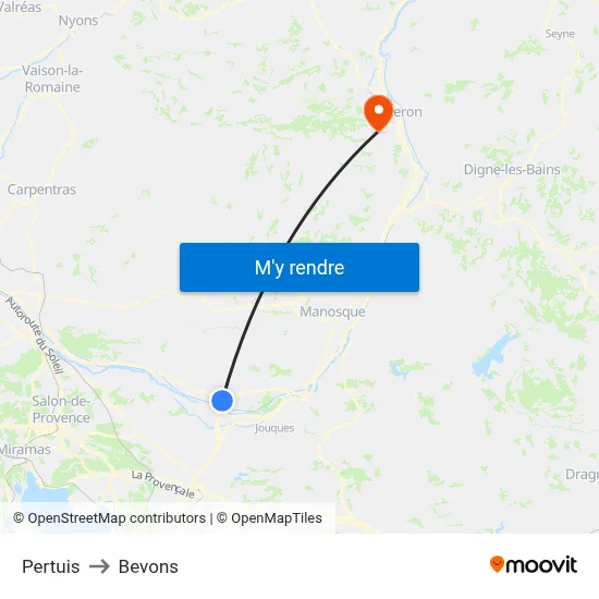 Pertuis to Bevons map