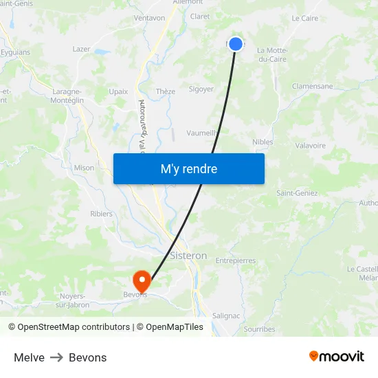 Melve to Bevons map