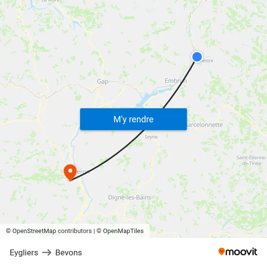 Eygliers to Bevons map